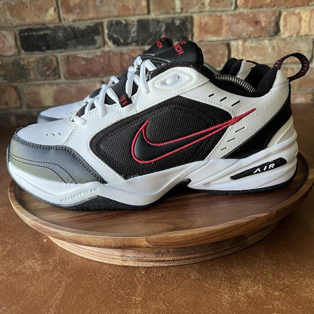 Nike Air Monarch IV Men's 10 Wide White Black Red Walking Shoes Sneakers
